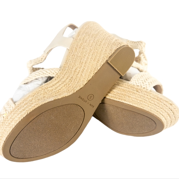 Sun + Stone Esme Strappy Open Toe Wedge Sandals Ivory - Picture 4 of 4